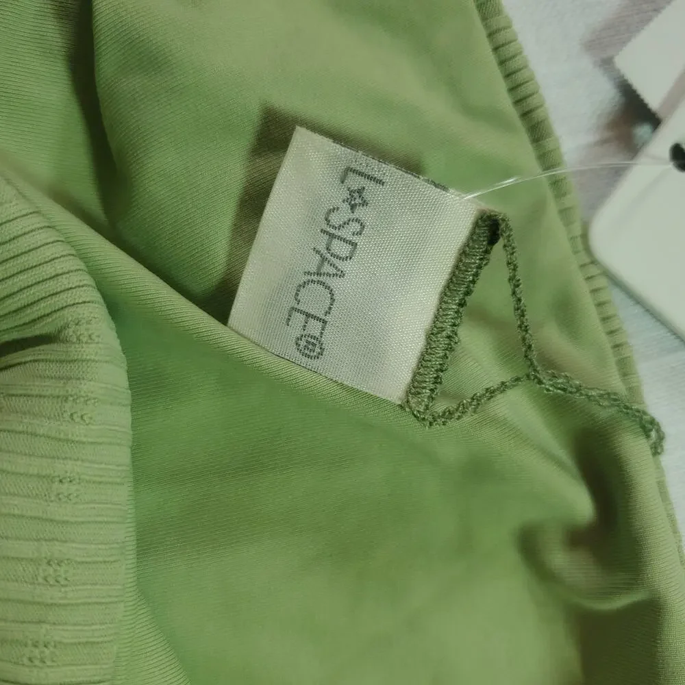 L*Space Sage Green Ribbed Bikini Bottom Swimwear Large L NWT Retail $79